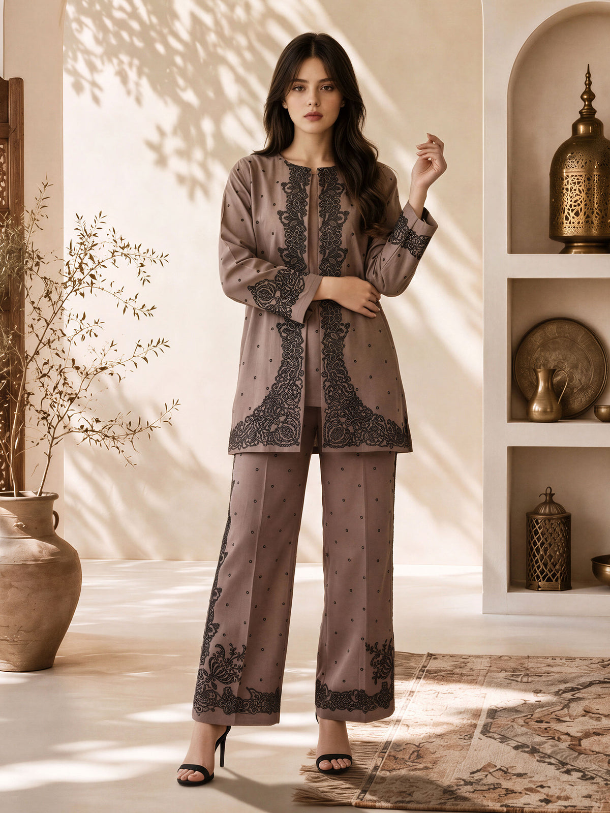 Khaddar Co-ord Set- Embroidered