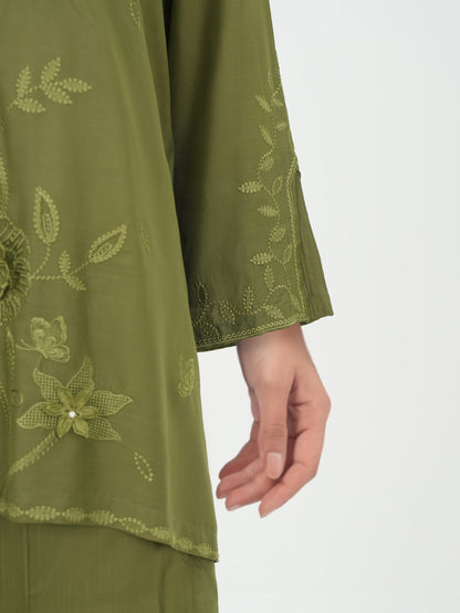 Viscose Slub Co-ord set- Embroidered