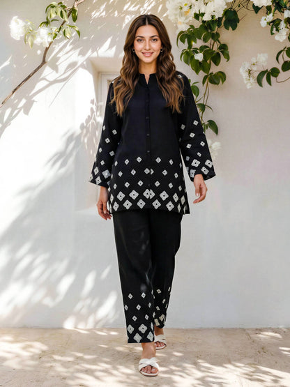 Dobby Co-ord Set- Embroidered 