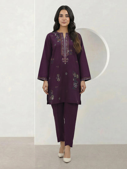 2 Piece  Lawn Slub Suit- Embroidered (Pret)