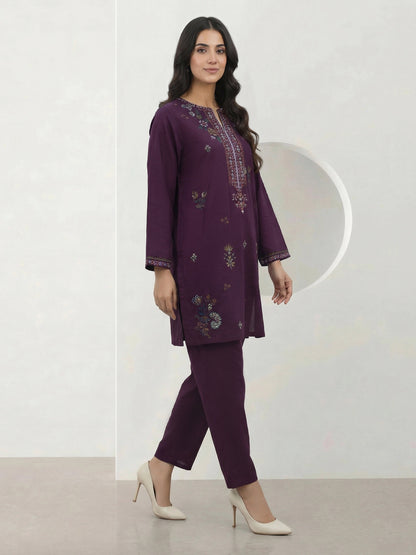 2 Piece  Lawn Slub Suit- Embroidered (Pret)