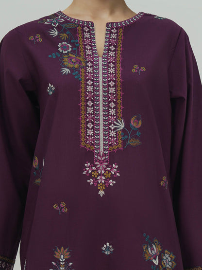 2 Piece  Lawn Slub Suit- Embroidered (Pret)