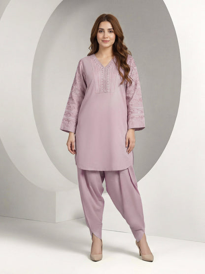2 Piece Viscose Cotton Suit- Embroidered (Pret)