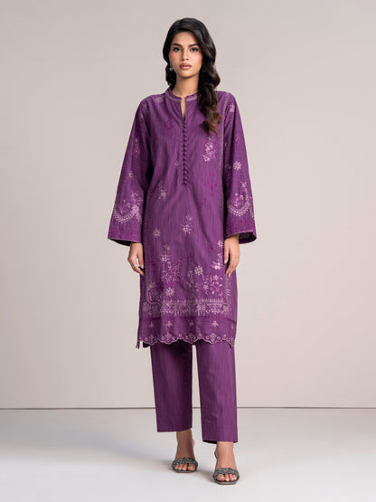 2 Piece Yarn Dyed Suit-Embroidered  (Pret)