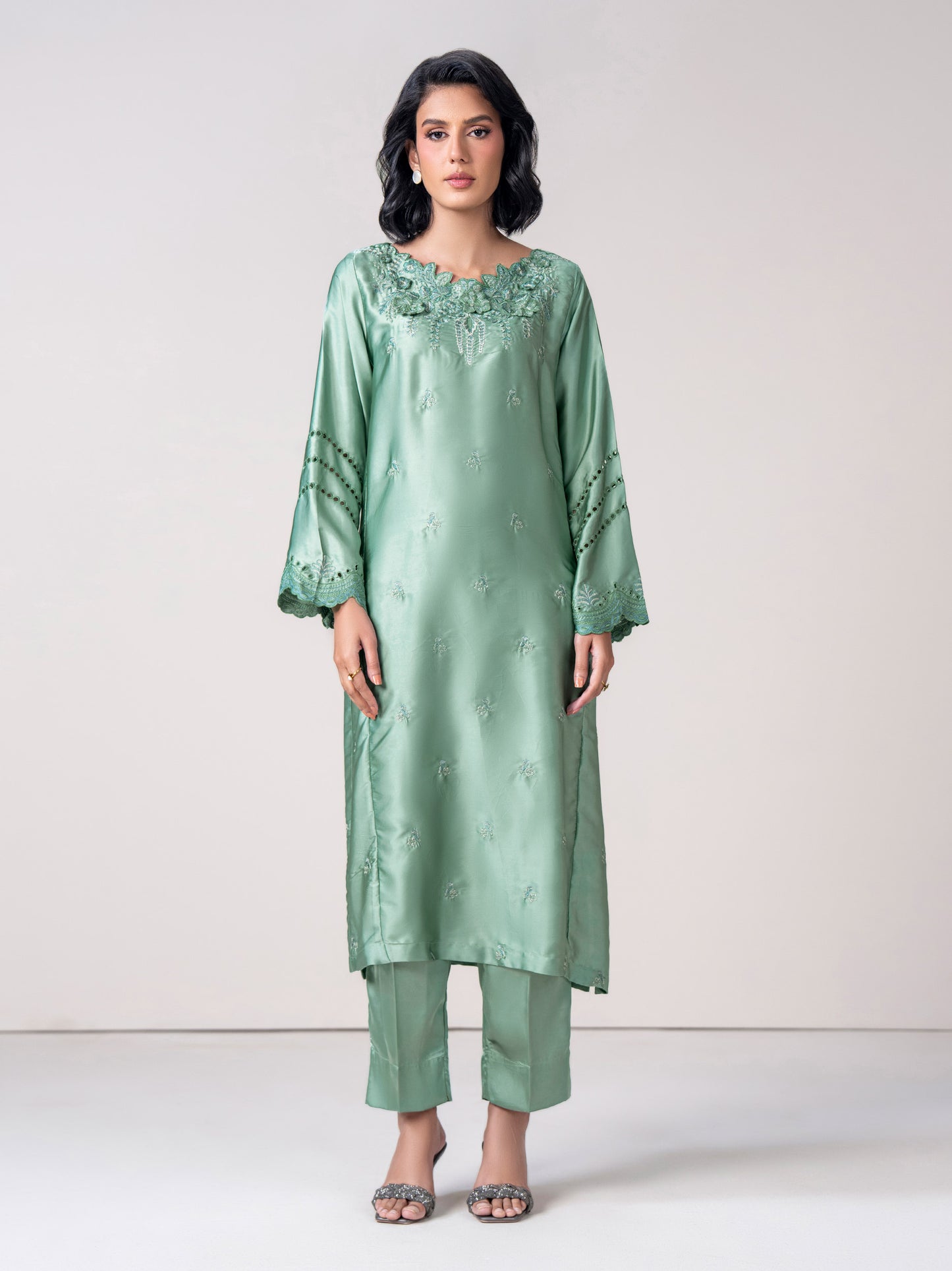 2 Piece Silk Suit- Embroidered (Pret)