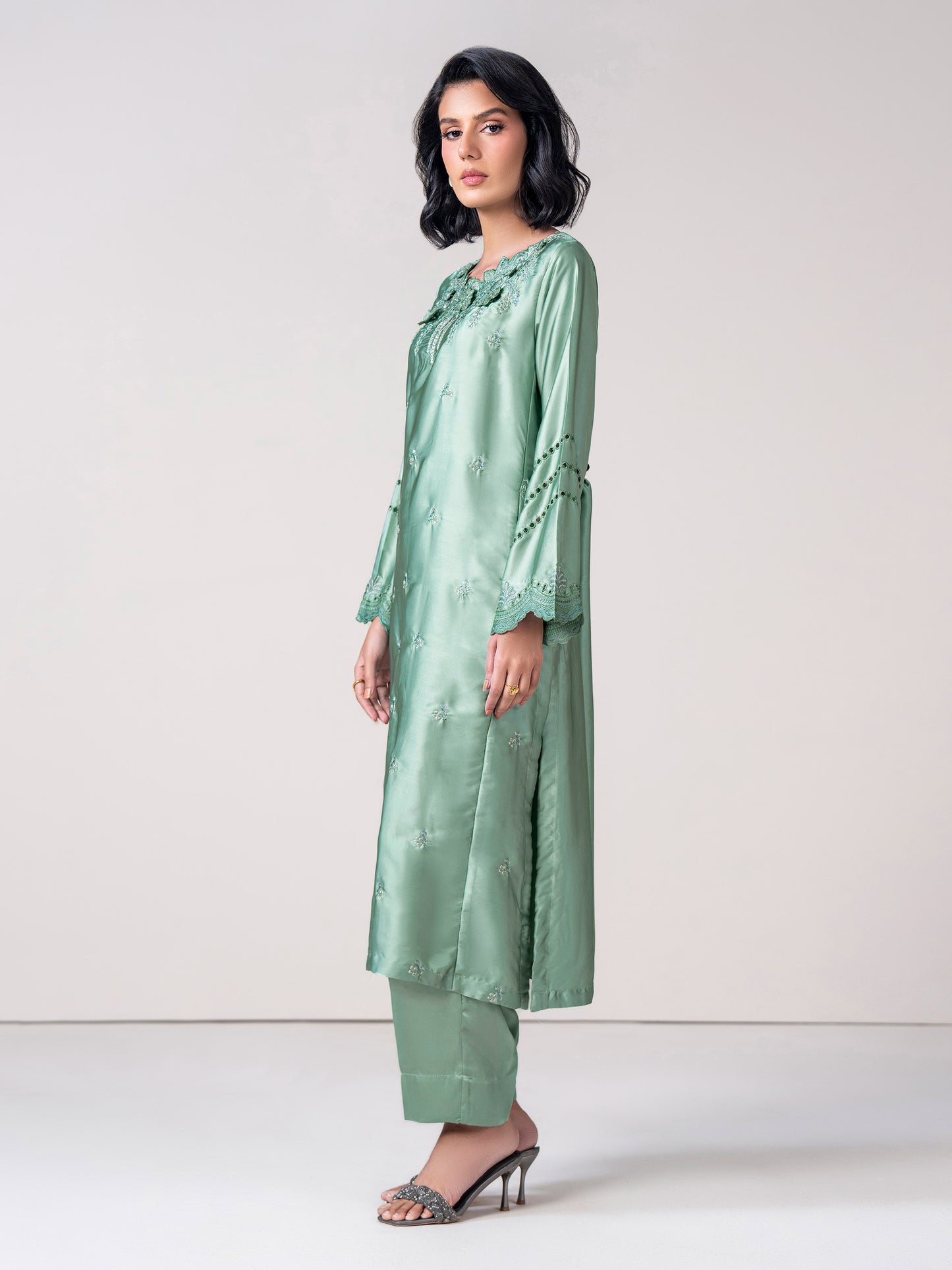 2 Piece Silk Suit- Embroidered (Pret)