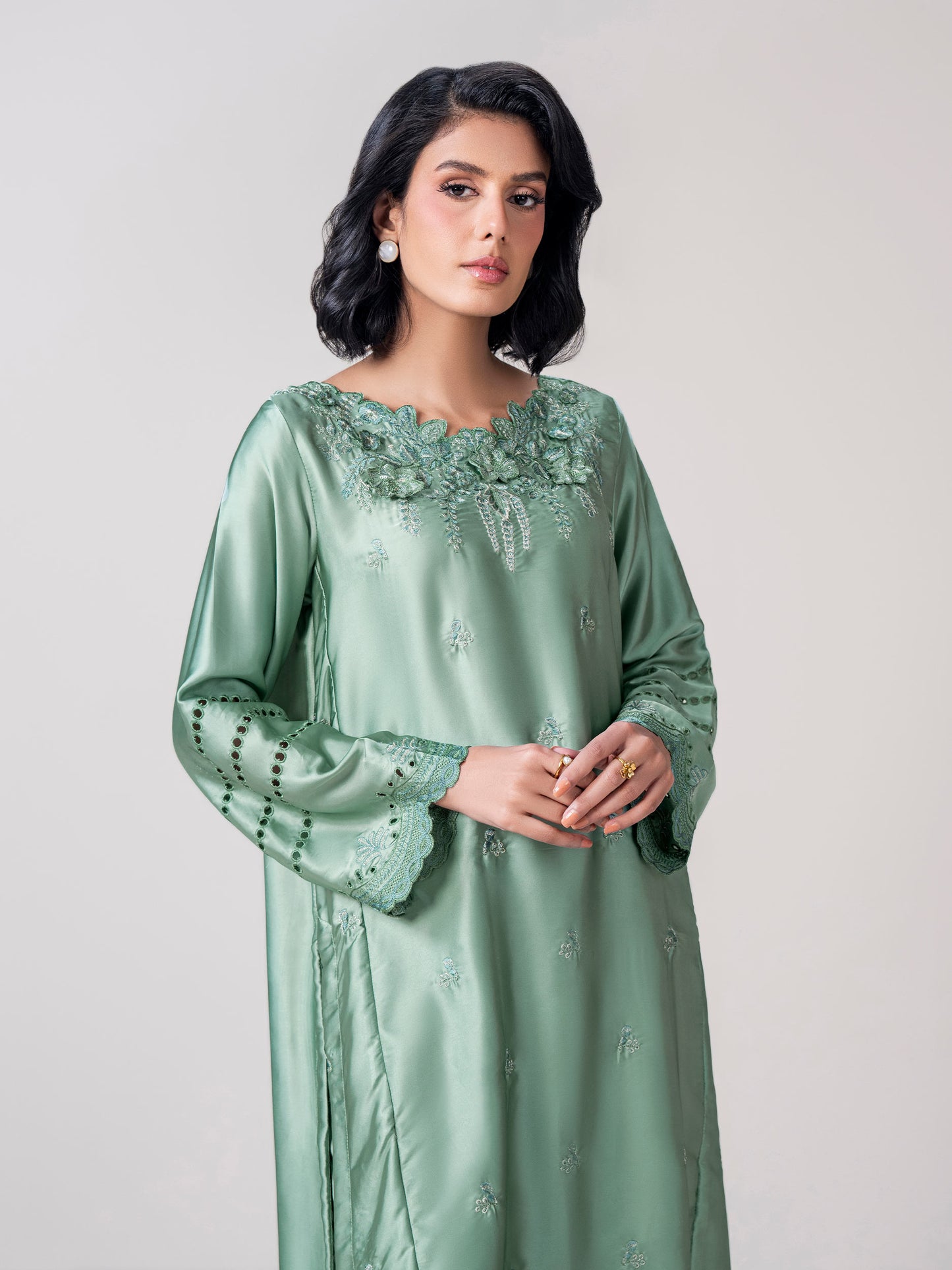 2 Piece Silk Suit- Embroidered (Pret)