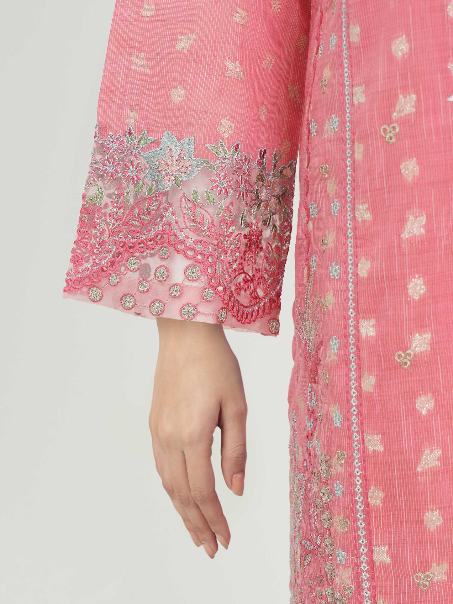 2 Piece Jacquard Yarn Dyed Suit- Embroidered (Pret)