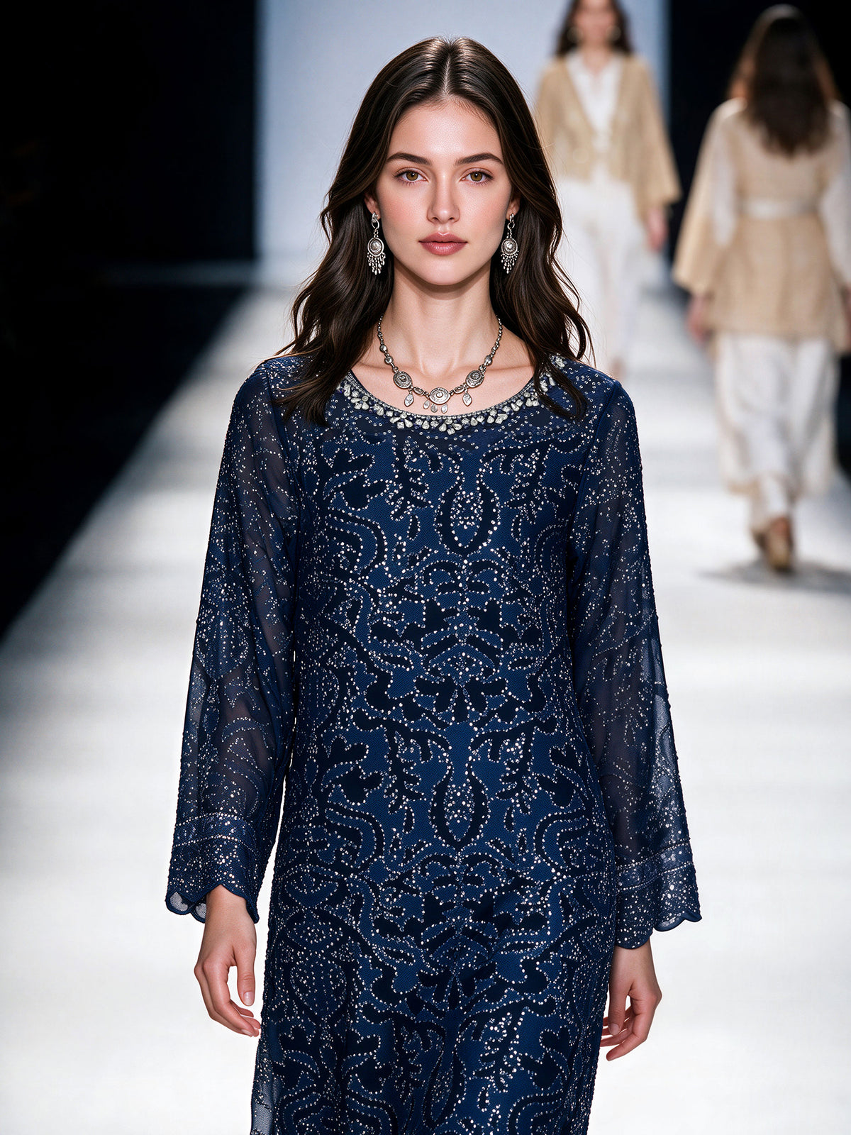 3 Piece Chiffon Suit- Embroidered (Pret)