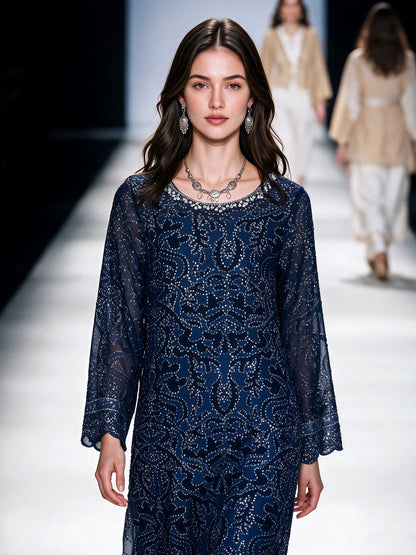3 Piece Chiffon Suit- Embroidered (Pret)