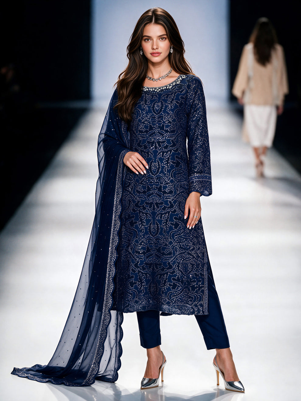 3 Piece Chiffon Suit- Embroidered (Pret) – Limelightpk