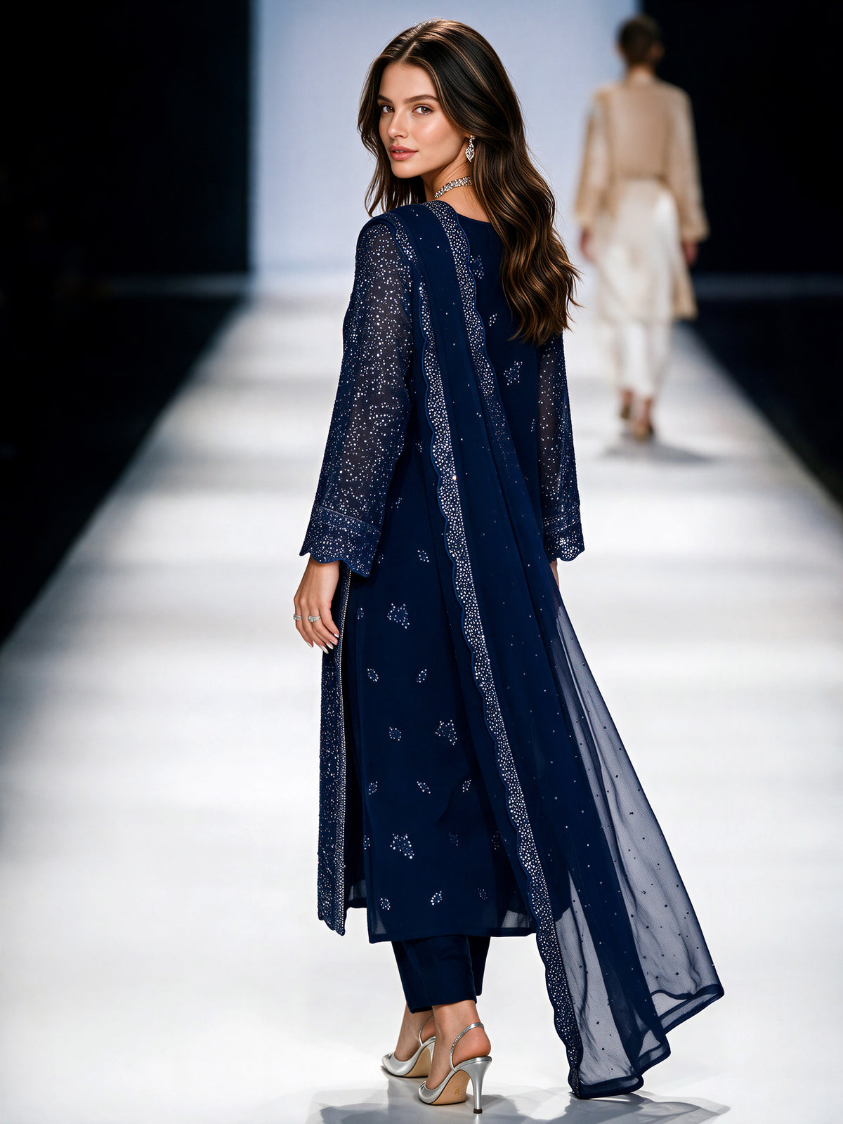 3 Piece Chiffon Suit- Embroidered (Pret)