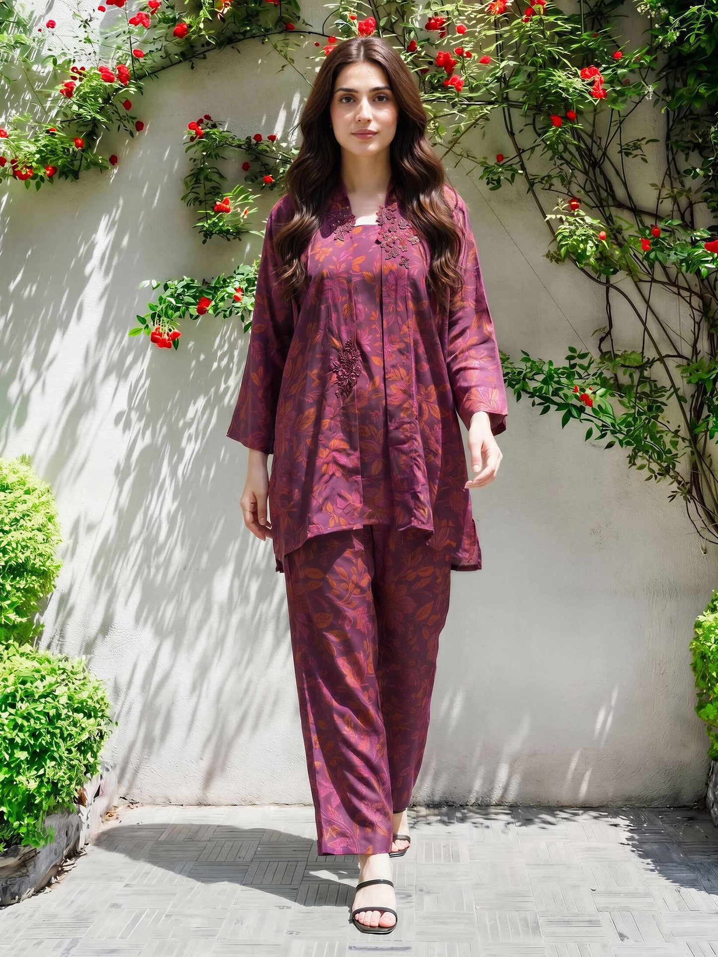Silk Co-ord Set- Embroidered