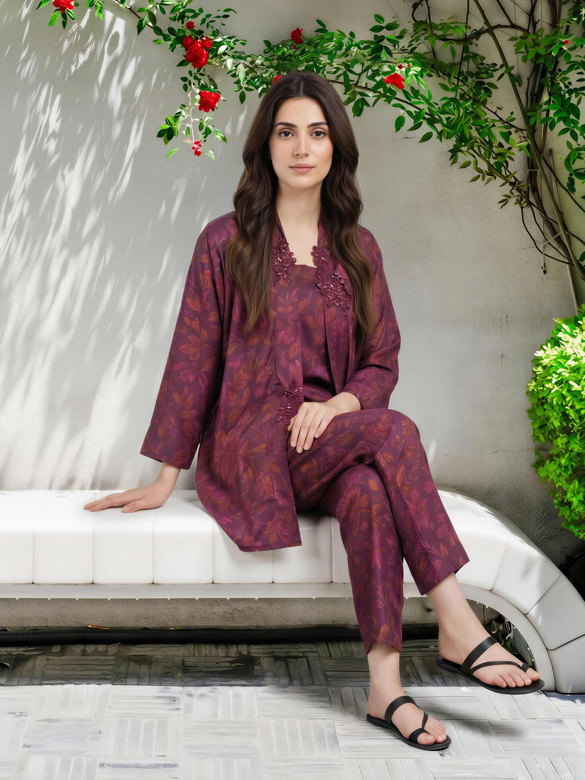 Silk Co-ord Set- Embroidered