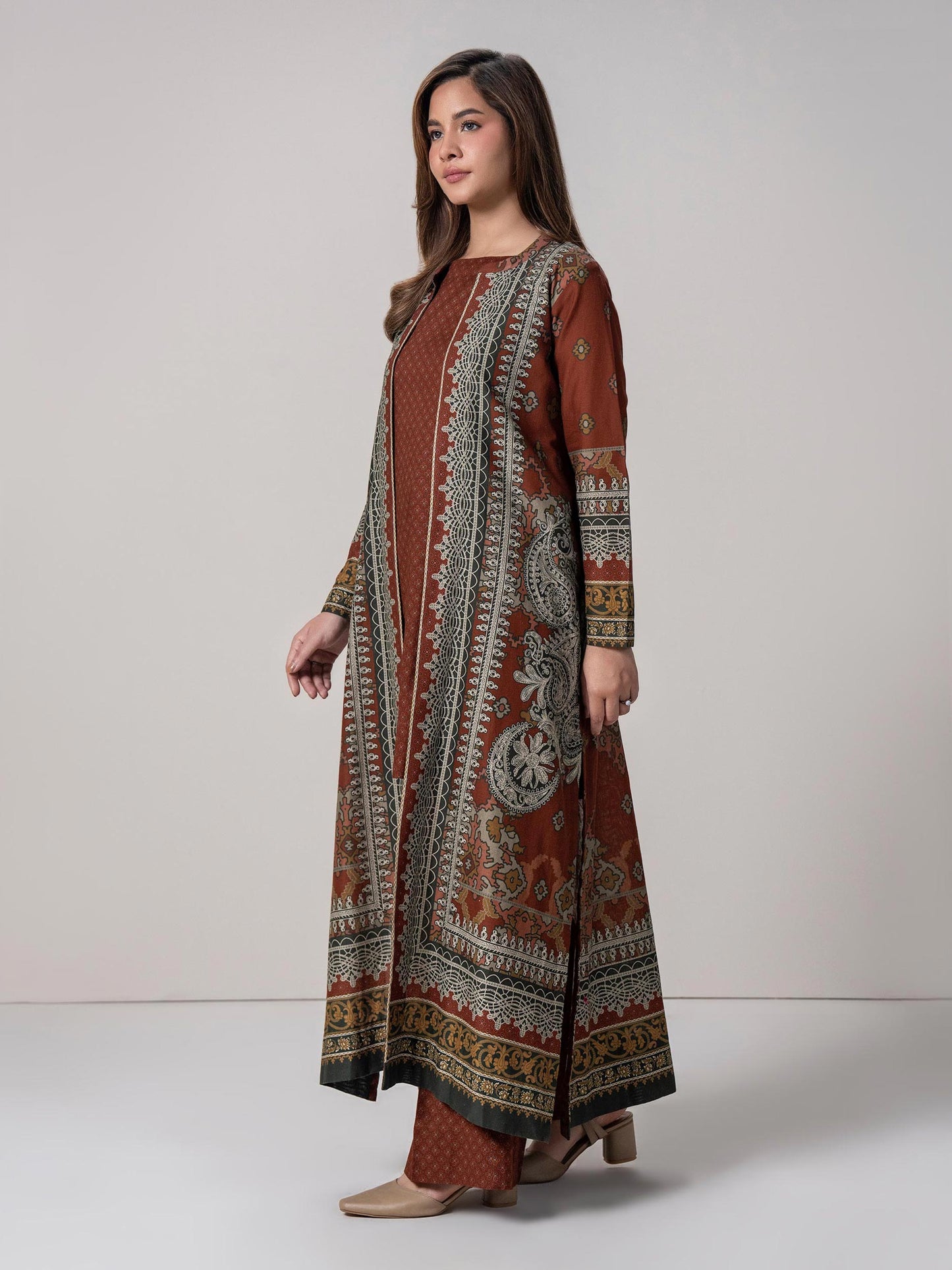2 Piece Cardigan Khaddar Suit (Pret)