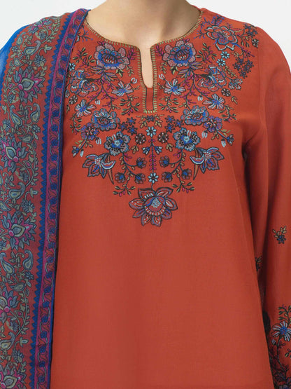 3 Piece Dobby Suit- Embroidered (Pret)