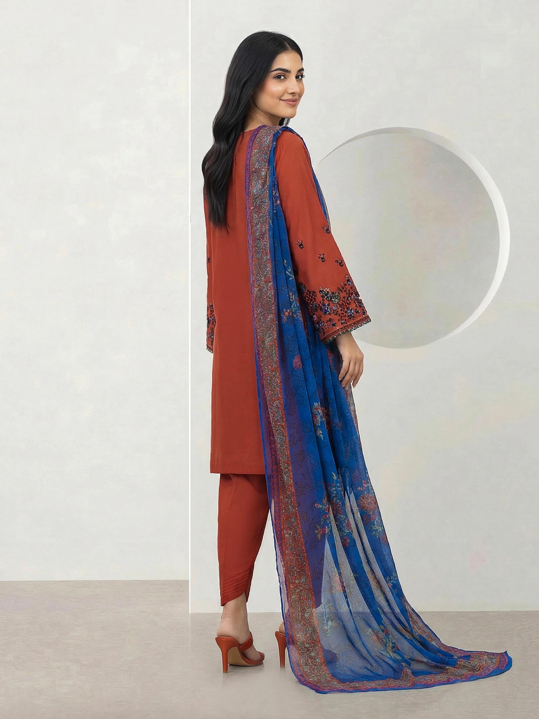 3 Piece Dobby Suit- Embroidered (Pret)