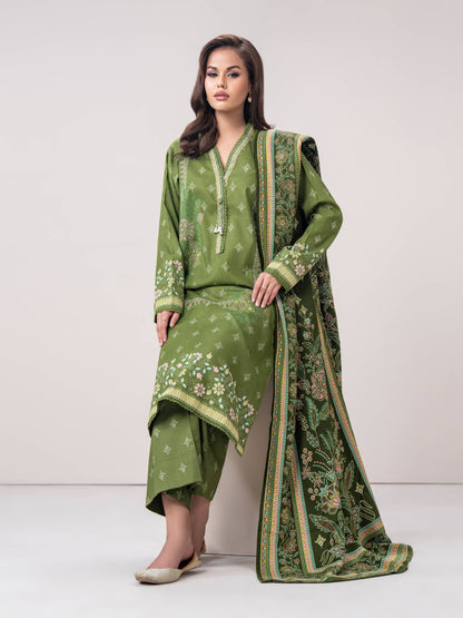 3 Piece Khaddar Suit- Embroidered (Pret)