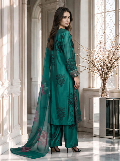 3 Piece Velvet Suit- Embroidered (Pret)