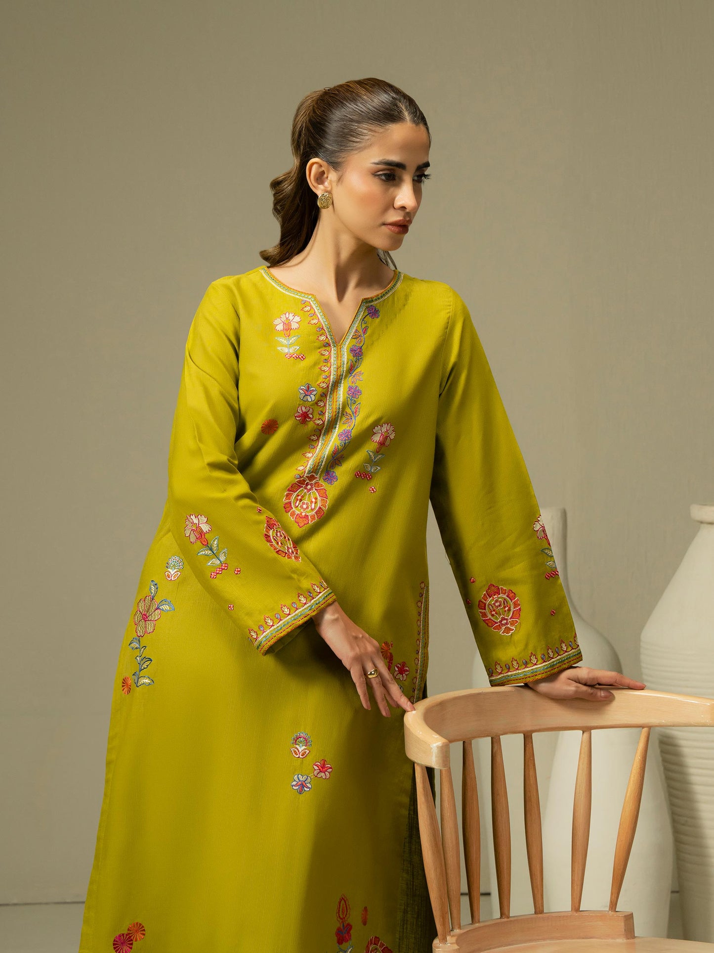 Khaddar Shirt-Embroidered (Pret)