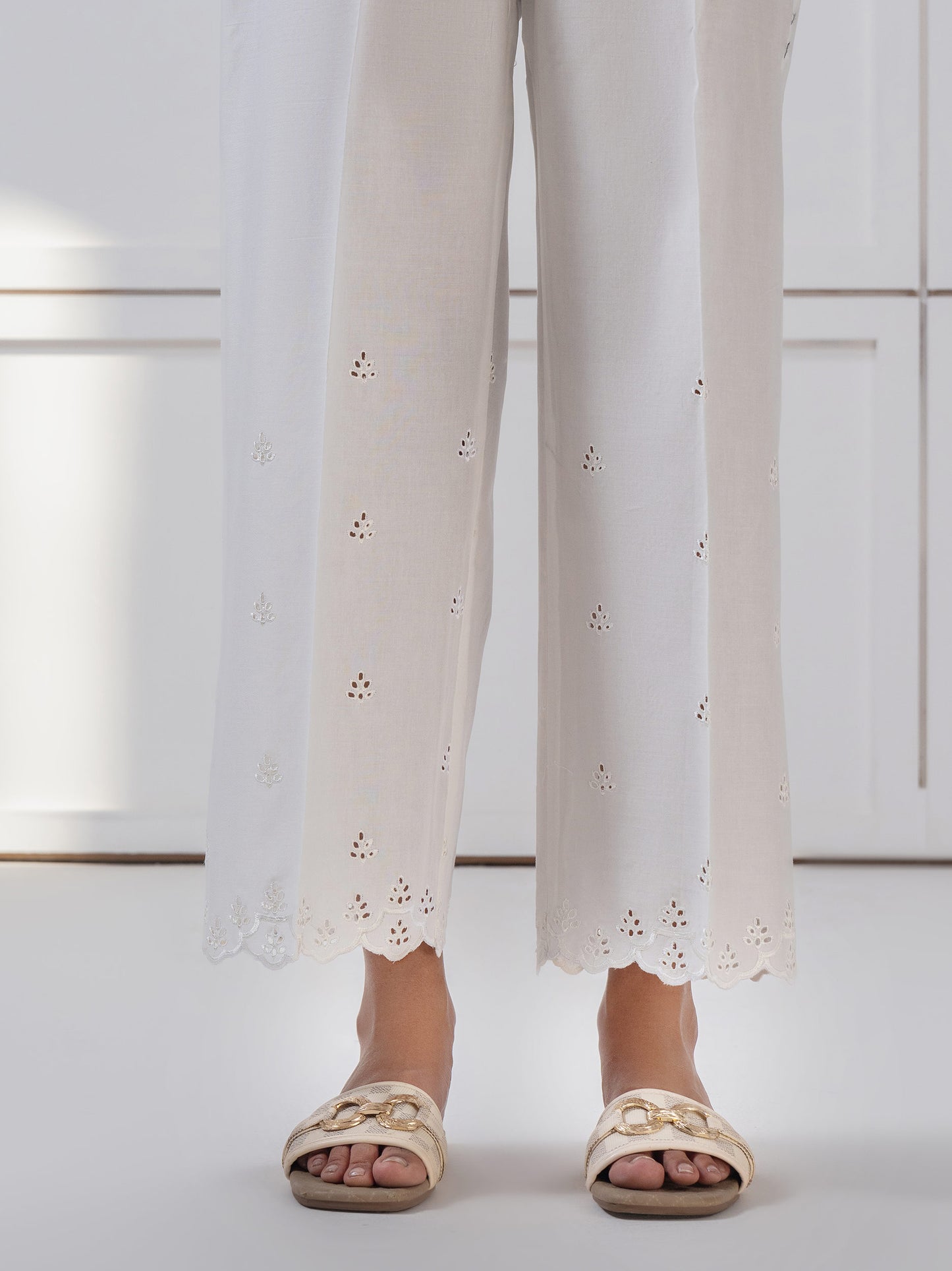 Cambric Trousers-Embroidered (Pret)