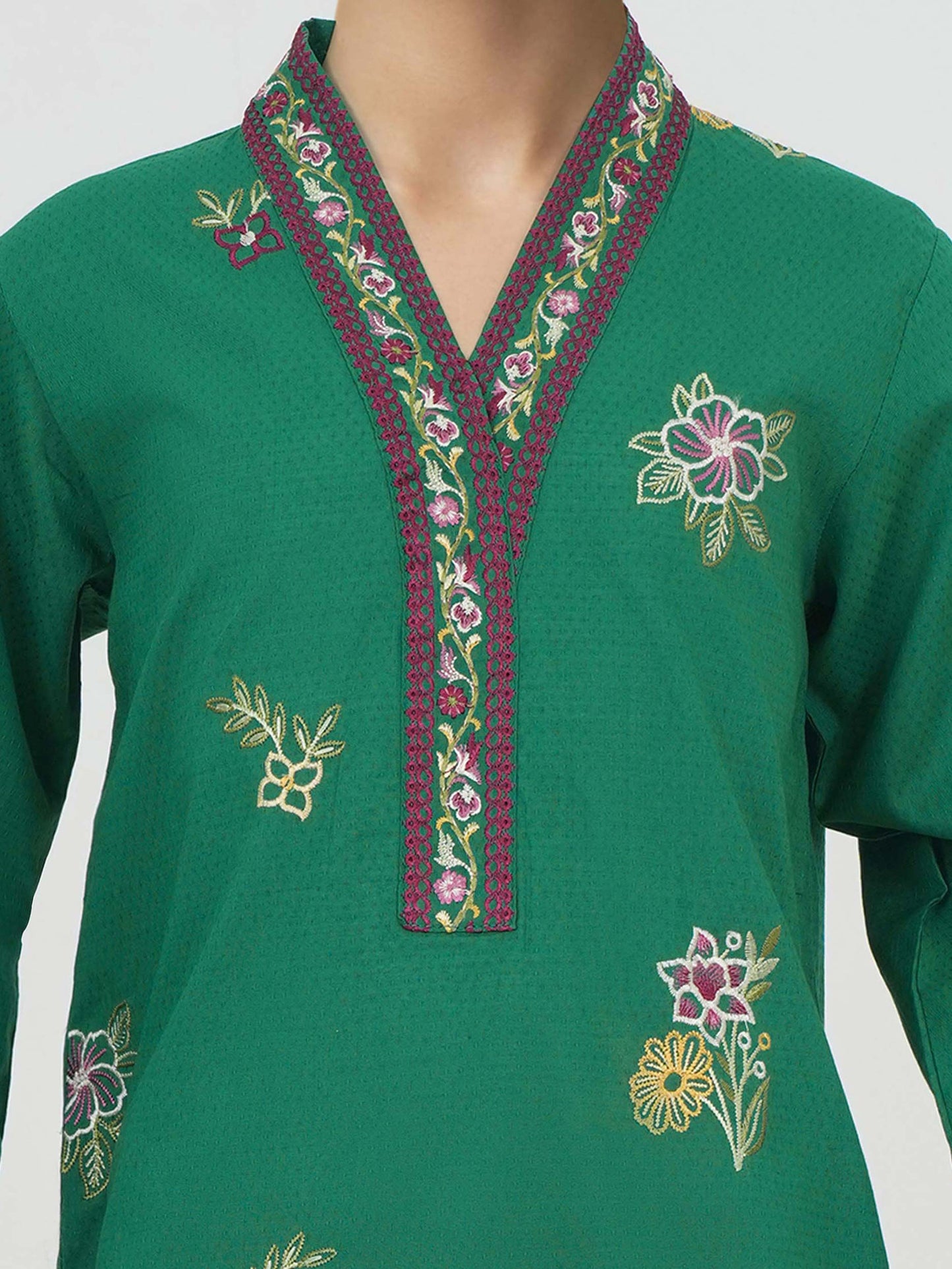 2 Piece Lawn Texture Suit- Embroidered (Pret)