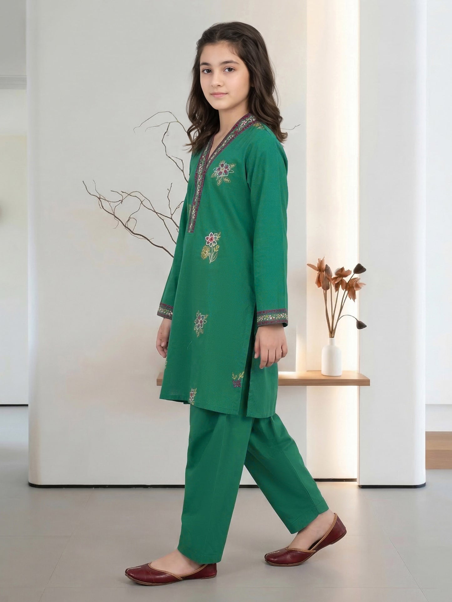 2 Piece Lawn Texture Suit- Embroidered (Pret)