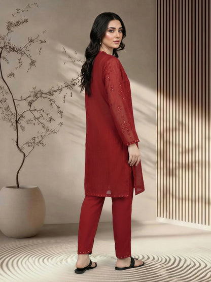 2 Piece Lawn Glitter Suit- Embroidered (Pret)