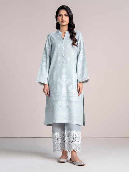2 Piece Self Jacquard Suit- Embroidered (Pret)