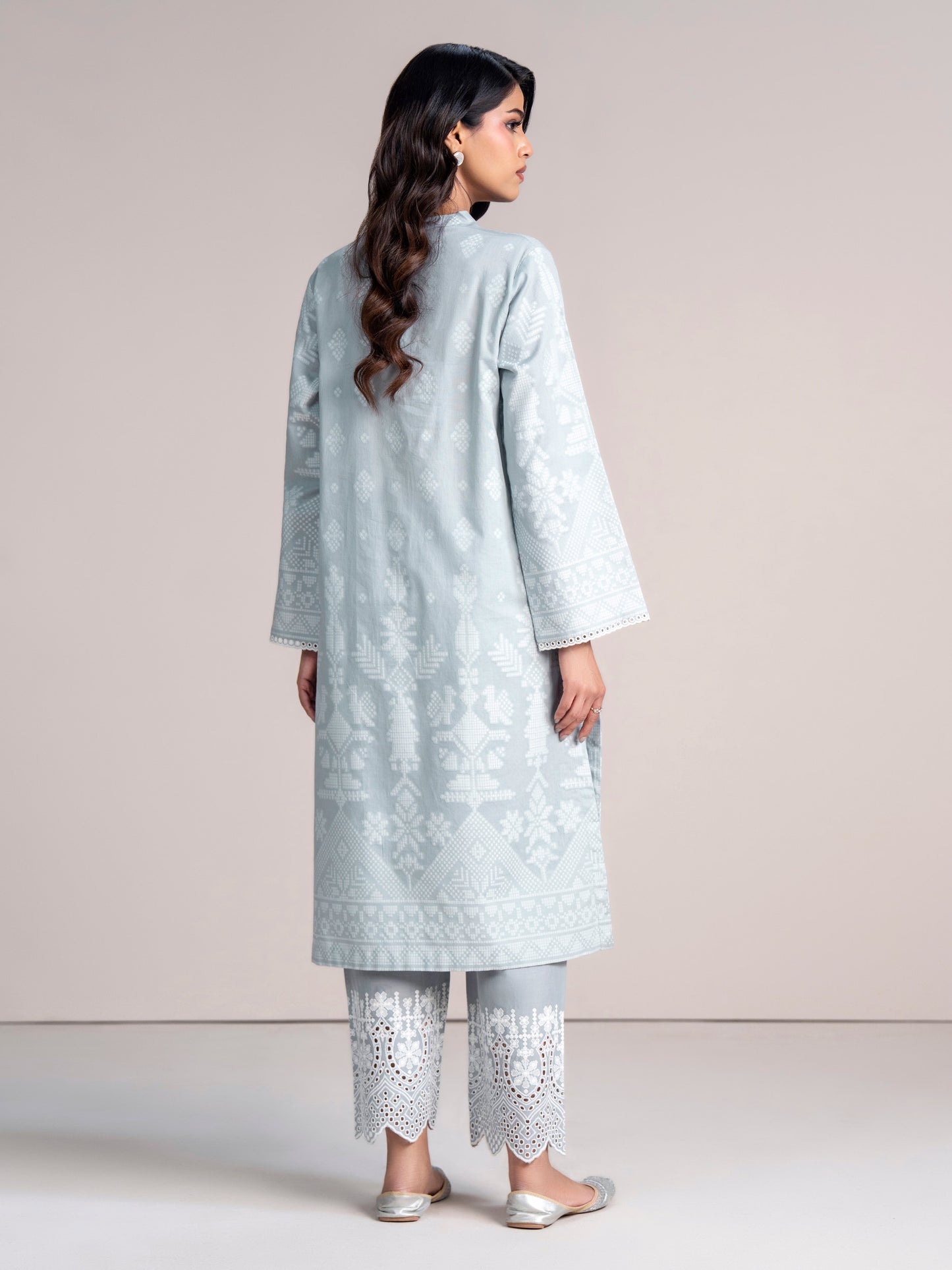 2 Piece Self Jacquard Suit- Embroidered (Pret)
