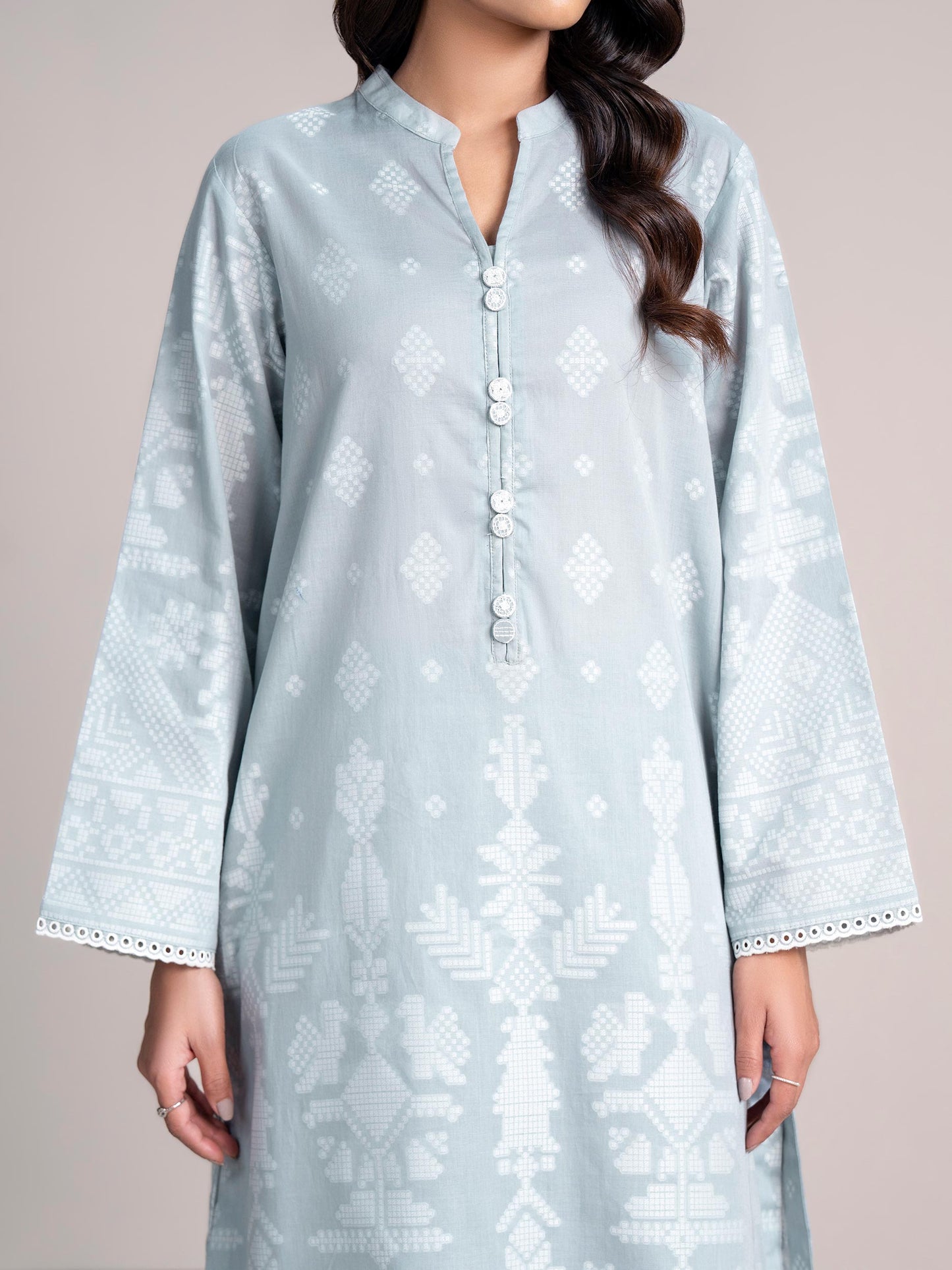 2 Piece Self Jacquard Suit- Embroidered (Pret)