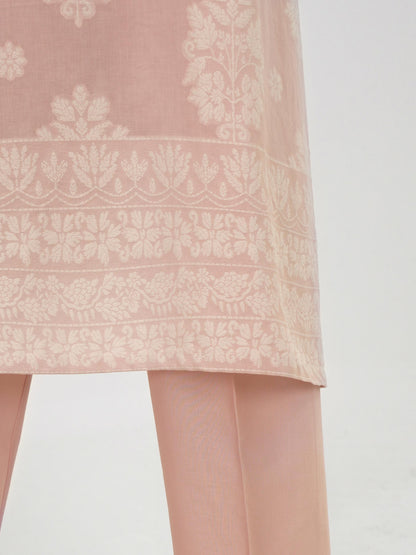 2 Piece Self Jacqurad Suit- Embroidered (Pret)