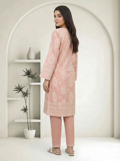 2 Piece Self Jacqurad Suit- Embroidered (Pret)