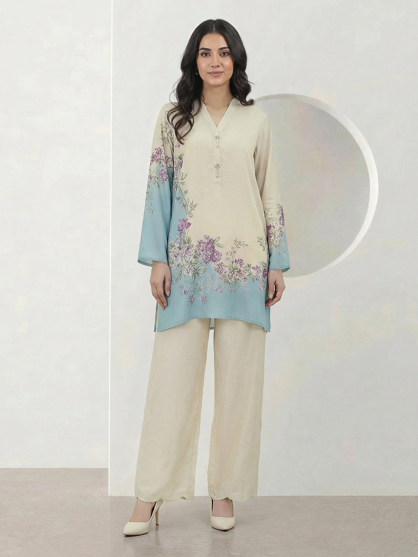 2 Piece Silk Suit- Embroidered (Pret)