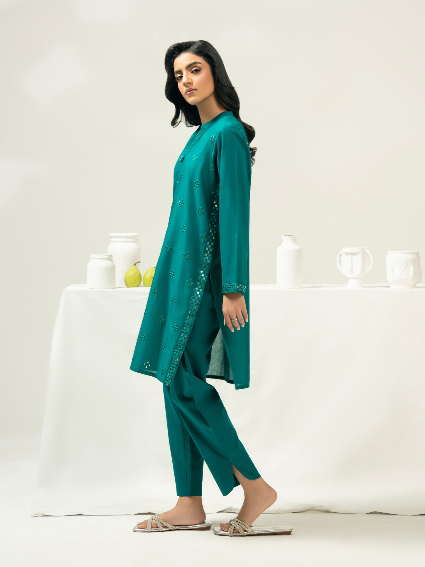 2 Piece Cambric Suit-Embroidered (Pret)