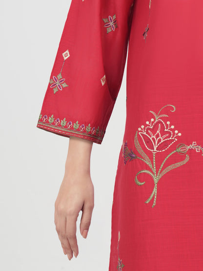 2 Piece Lawn Slub Suit- Embroidered (Pret)