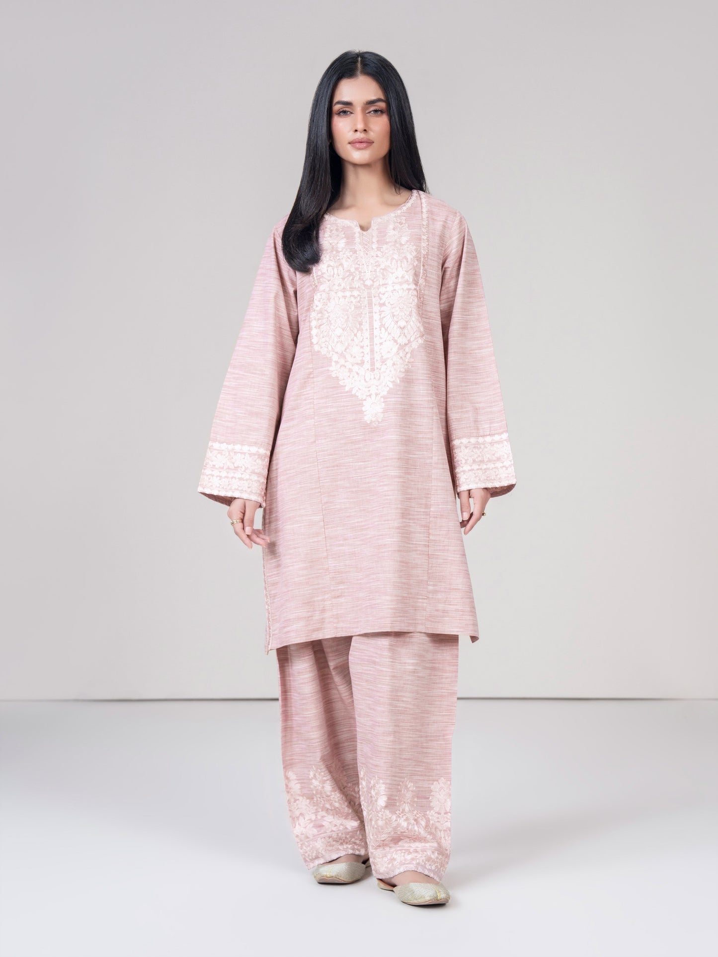 2 Piece Yarn-Dyed Suit- Embroidered (Pret)