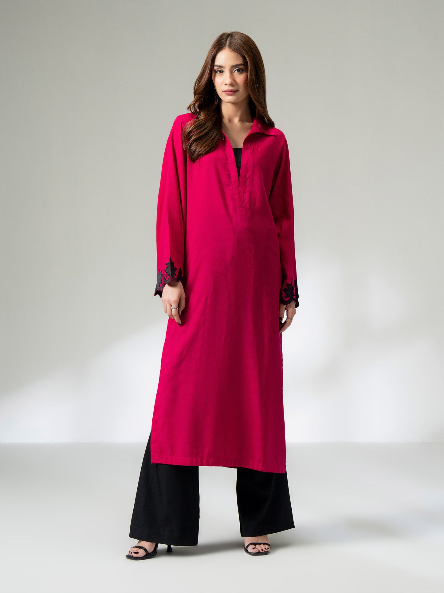 Self Jacquard Shirt- Embroidered (Pret)