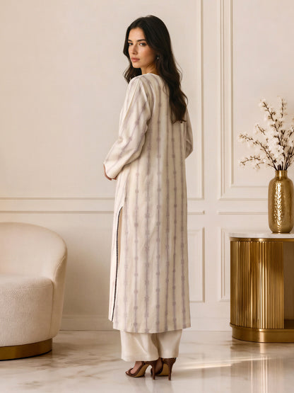 2 Piece Jacquard Yarn Dyed Suit- Embroidered (Pret)