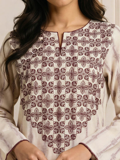 2 Piece Jacquard Yarn Dyed Suit- Embroidered (Pret)