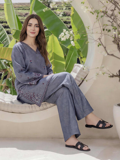 2 Piece Yarn Dyed Suit- Embroidered (Pret)