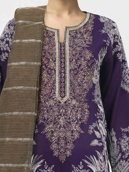 3 Piece Lawn Suit- Embroidered (Pret)