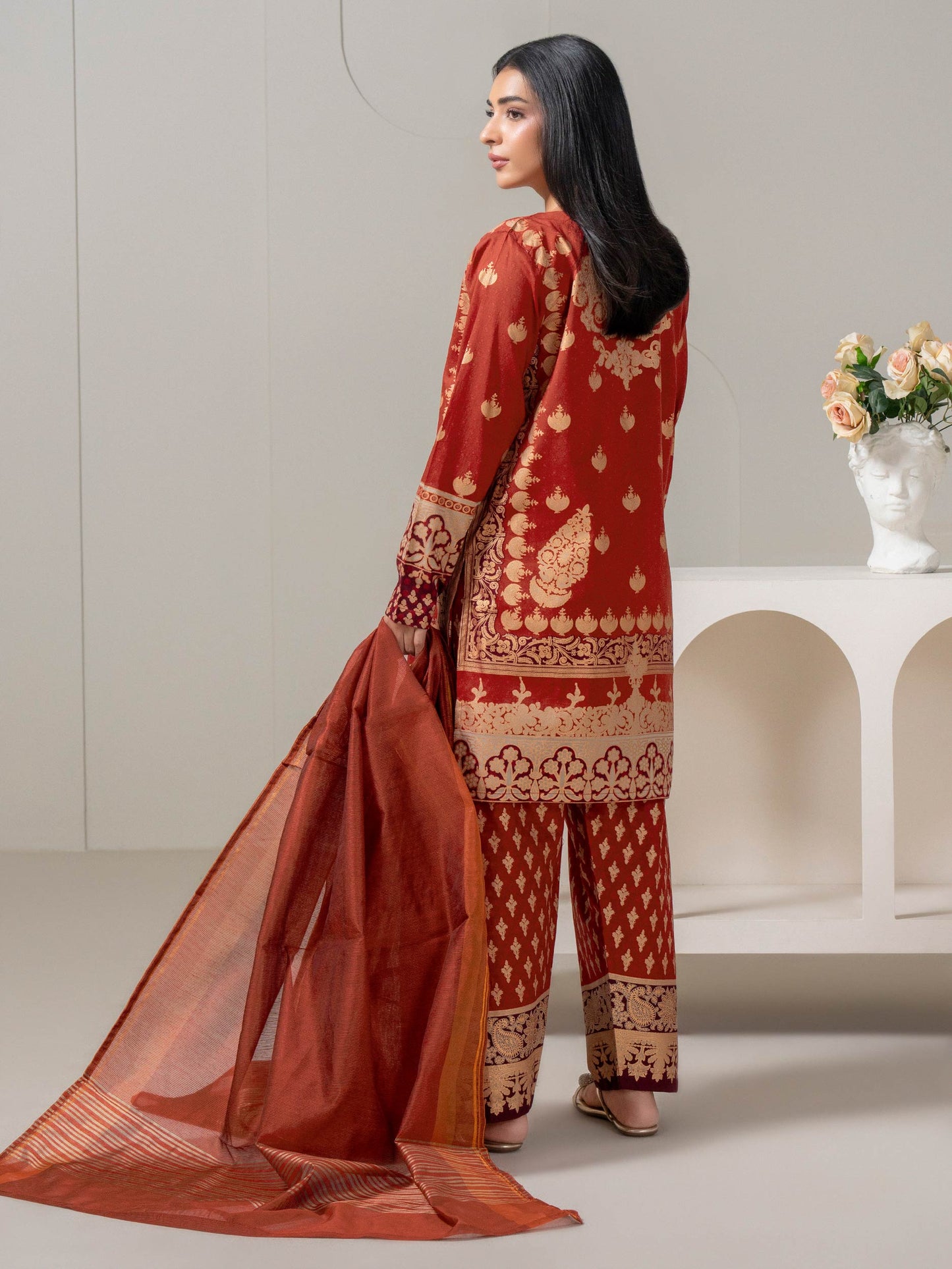 3 Piece Lawn Suit-Paste-Print (Pret)