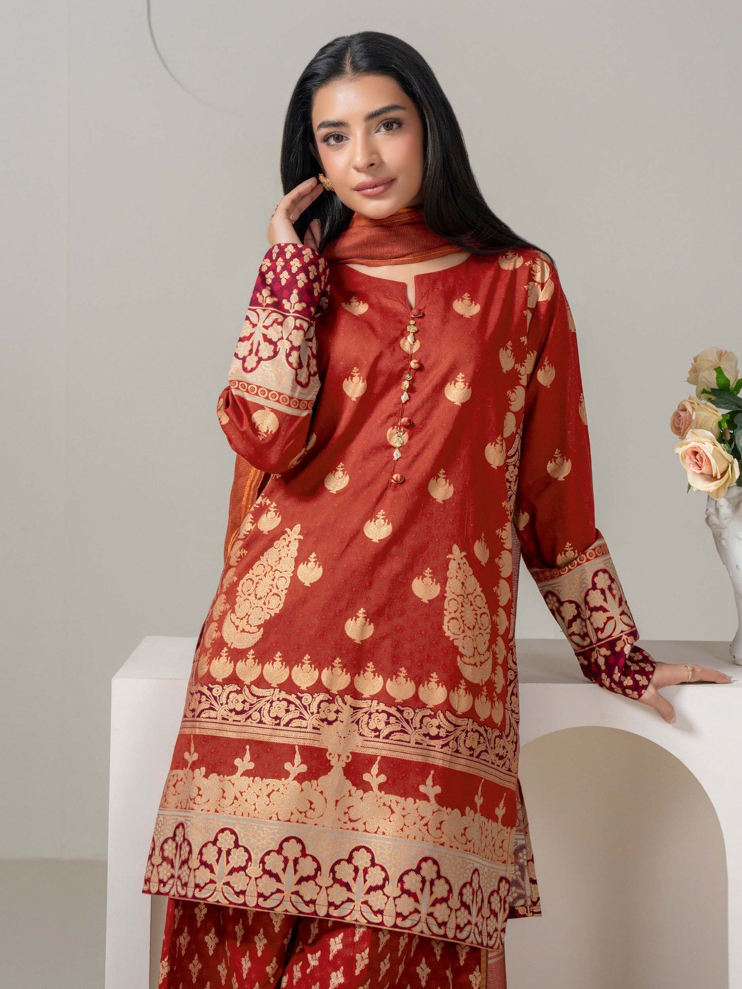 3 Piece Lawn Suit-Paste-Print (Pret)