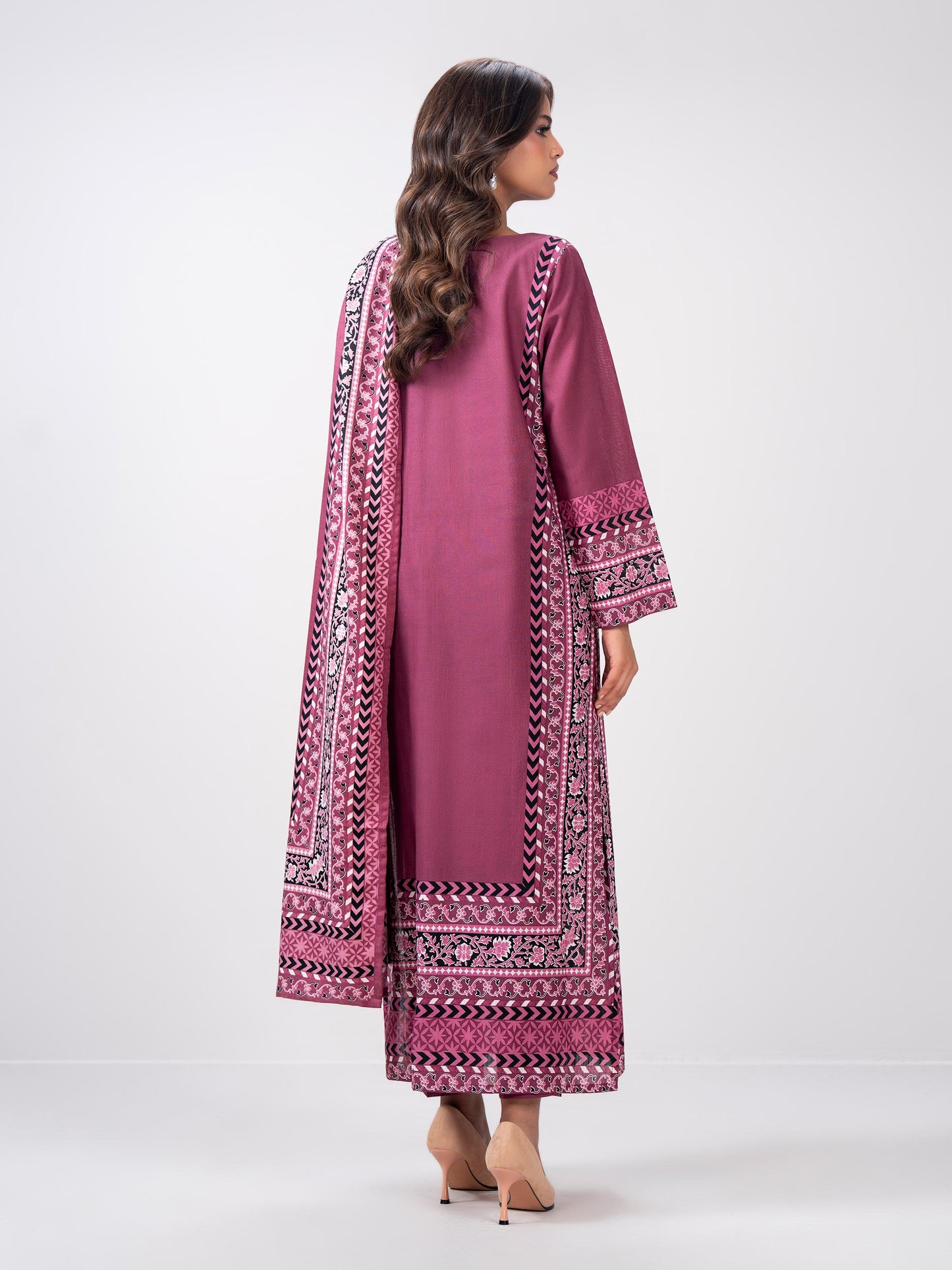3 Piece Slub Khaddar Suit- Embroidered (Pret)