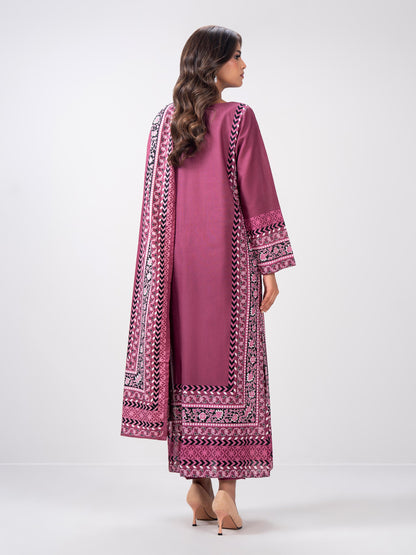 3 Piece Slub Khaddar Suit- Embroidered (Pret)