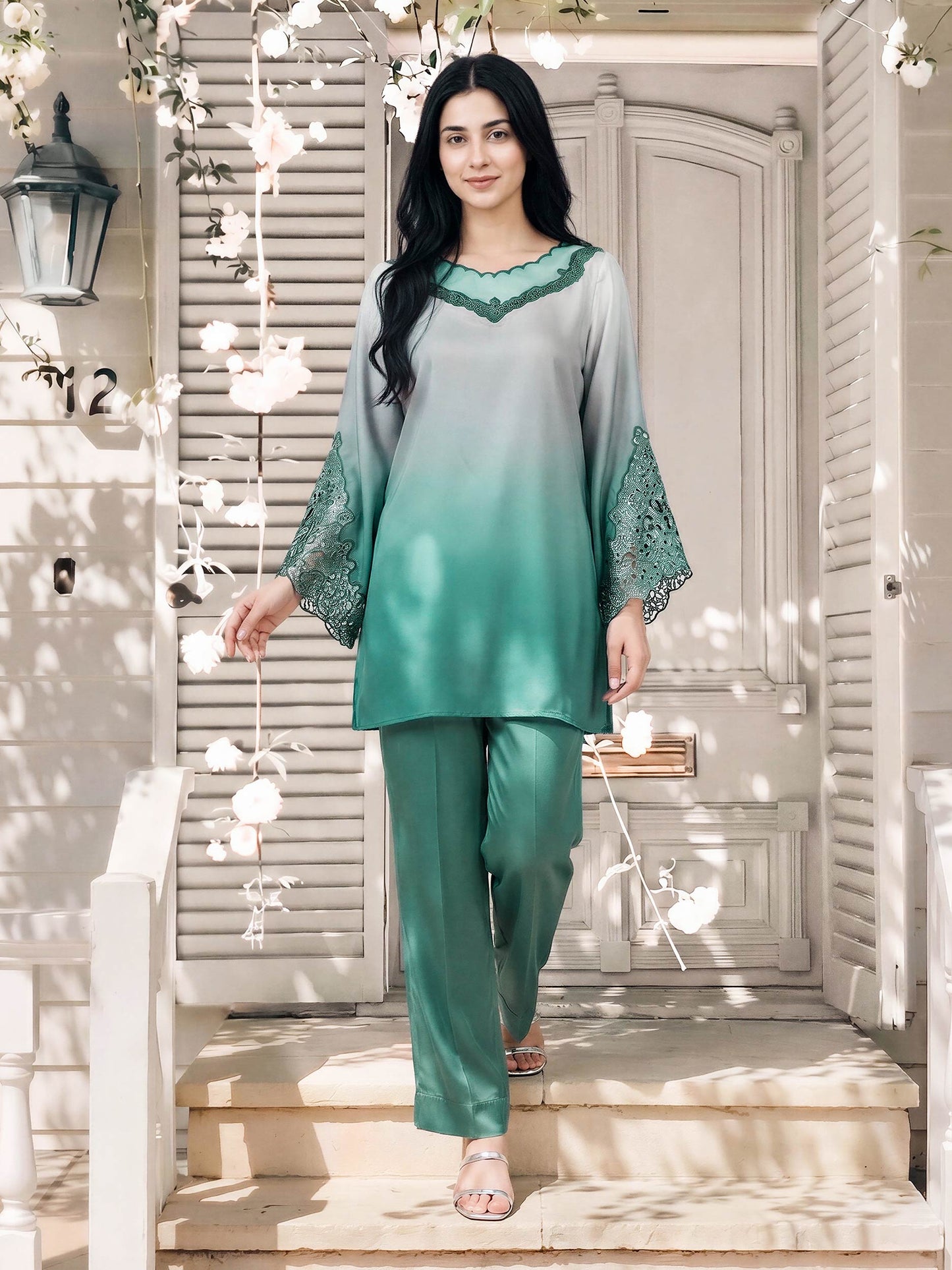 Silk Co-ord Set- Embroidered
