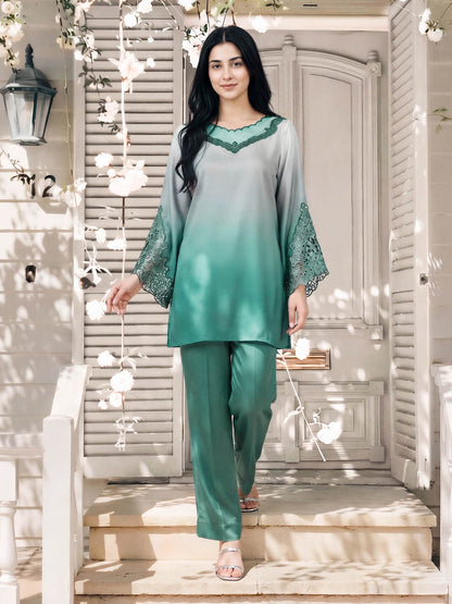 Silk Co-ord Set- Embroidered
