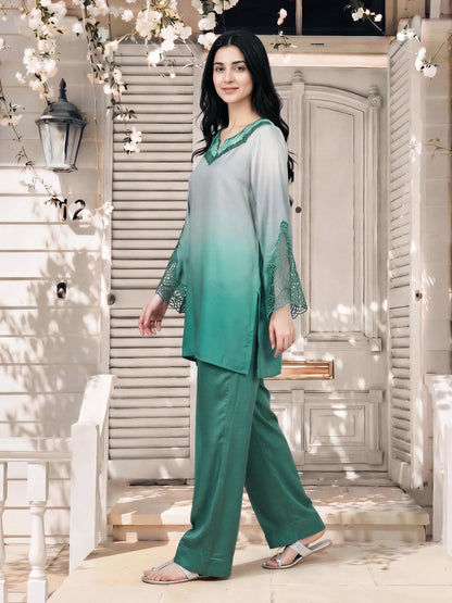 Silk Co-ord Set- Embroidered
