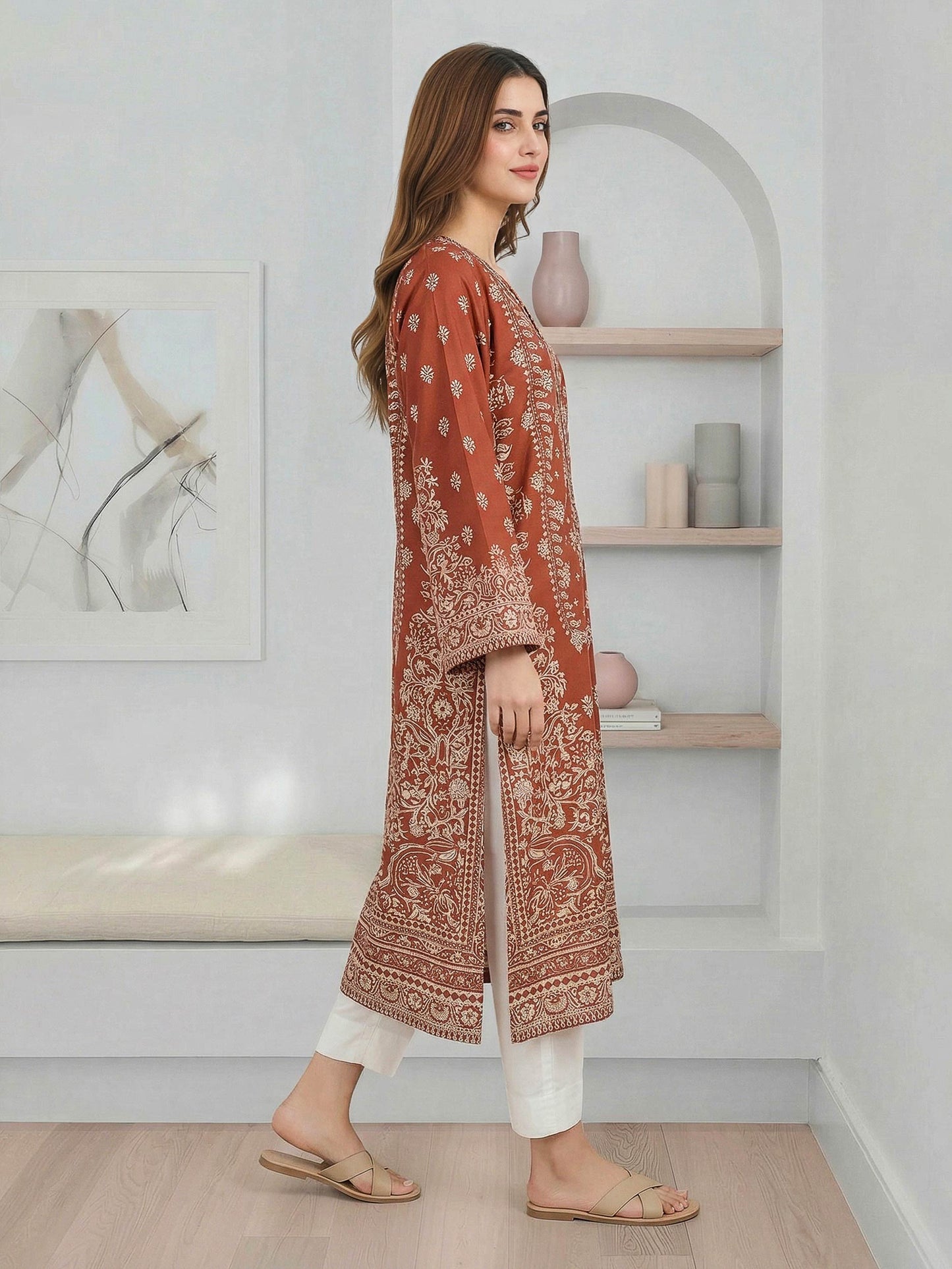 Silk Shirt- Embroidered (Pret)